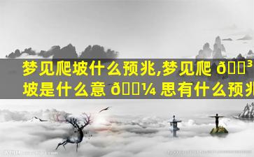 梦见爬坡什么预兆,梦见爬 🐳 坡是什么意 🌼 思有什么预兆